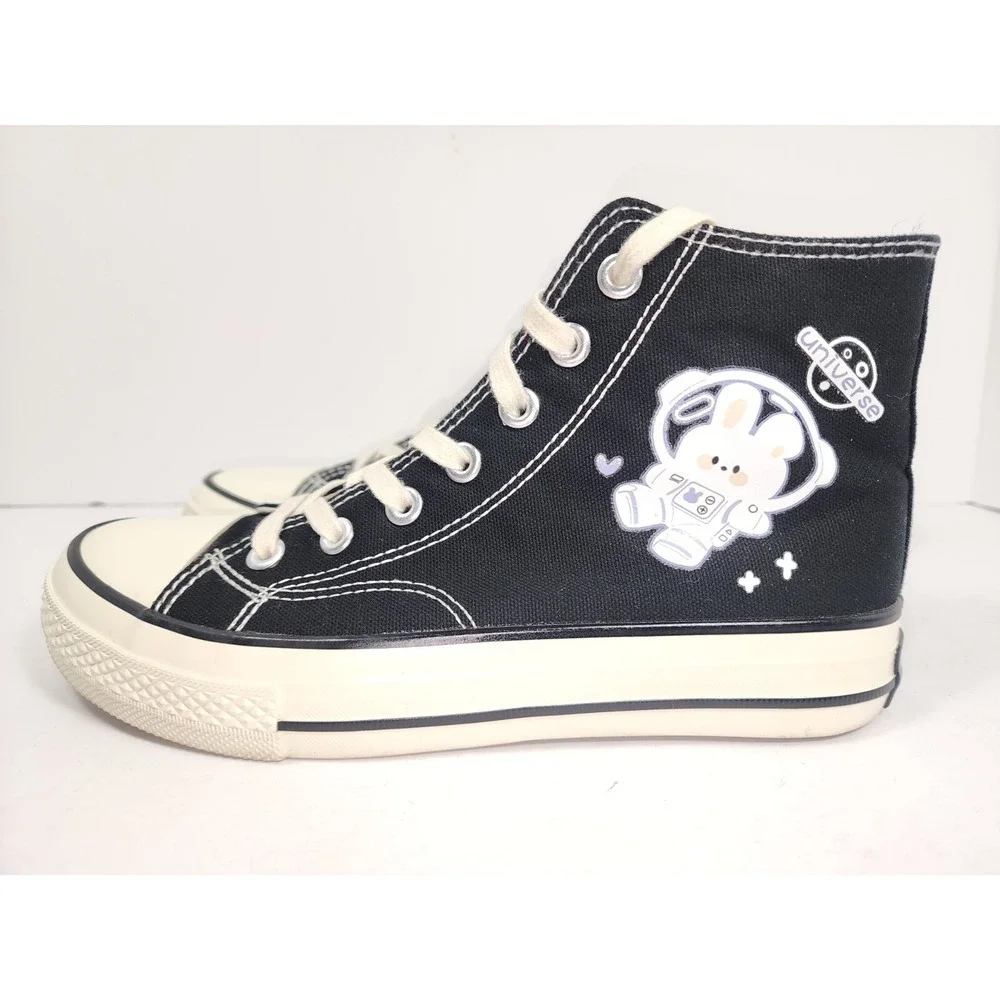 Kawaii Black Space Bunny Universe Sneakers Canvas Hi Top‎ BL-Union Size 9